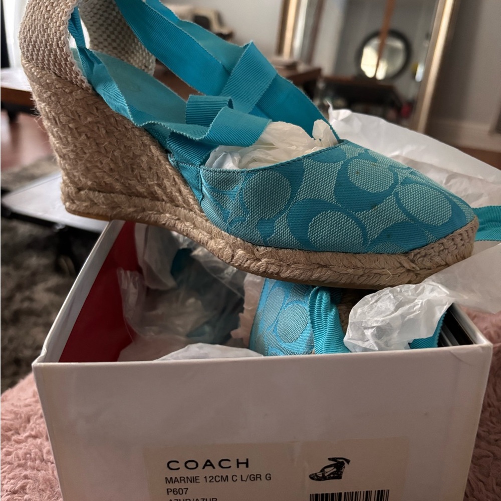 Coach Turquoise Espadrille Wedges